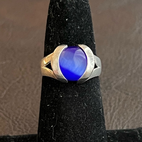 🔴SOLD🔴 Vintage sterling silver ring with eight interchangeable cats eye ring - Picture 14 of 16